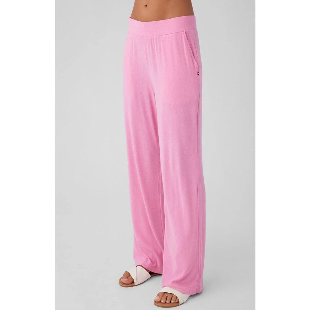 SOL ANGELES RIB WIDE LEGGED PANT Punk Pink Size Medium NWT